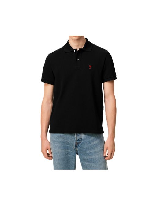Polo Ami De Coeur Rosso  in Cotone Nero biologico Ami Paris | BFUPL001.760001 BLACK